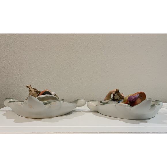 Vtg Hand Painted Porcelain Bisque Wall Hanging Decor Boy Girl Musical Instrument - Picture 11 of 12